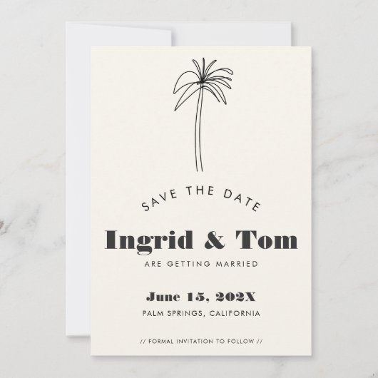 minimalistische tropen save the date (Voorkant)