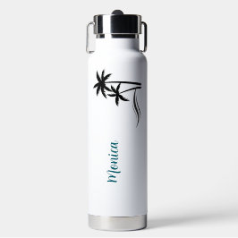 Minimalistische tropische palmbomen strand waterfles