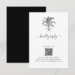 Minimalistische Tropische Palmboom Monogram Bruilo Informatiekaartje