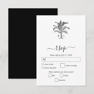 Minimalistische Tropische Palmboom Monogram Bruilo RSVP Kaartje