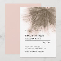 Minimalistische Tropische Roze Palm Leaf Bruiloft