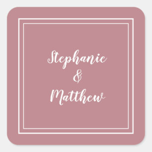 Minimalistische Trouw Favor Modern Stof Roze Vierkante Sticker
