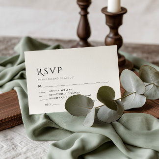 Minimalistische trouw-RSVP-kaart met maaltijdkeuze Notitiekaartje
