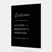 Minimalistische trouw-welkom zwart acryl bord (Hoek)
