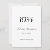Minimalistische Trouwdag in Zwart en Wit Save The Date (Voorkant)