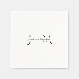 Minimalistische Trouwdag Monogram Zwart Wit Servet