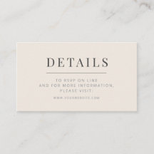 Minimalistische Trouwdetails Kaart Zachte Beige
