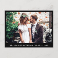 Minimalistische Trouwfoto Bedankt Zwart