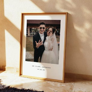 Minimalistische Trouwfoto Dhr. & Mevrouw Custom Poster