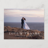 Minimalistische Trouwfoto Liefde & Dank Bericht Briefkaart (Voorkant)