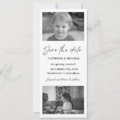 Minimalistische trouwfoto reep frame save the date (Achterkant)