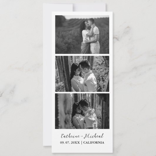 Minimalistische trouwfoto reep frame  save the date (Voorkant)