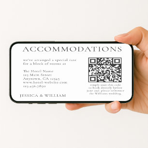 Minimalistische trouwhotelaccommodatie QR-code Kaart