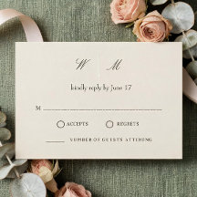 Minimalistische trouwkaart RSVP, neutrale toon ont