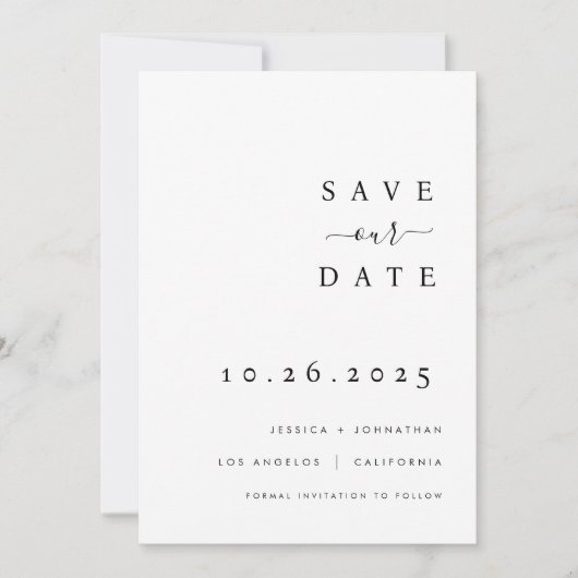 Minimalistische trouwkaart Save The Date-uitnodigi Save The Date (Voorkant)