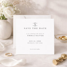 Minimalistische trouwkaart zwart & wit Save the Da