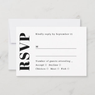 Minimalistische Trouwkaart. Zwarte & Witte Schoone RSVP Kaartje