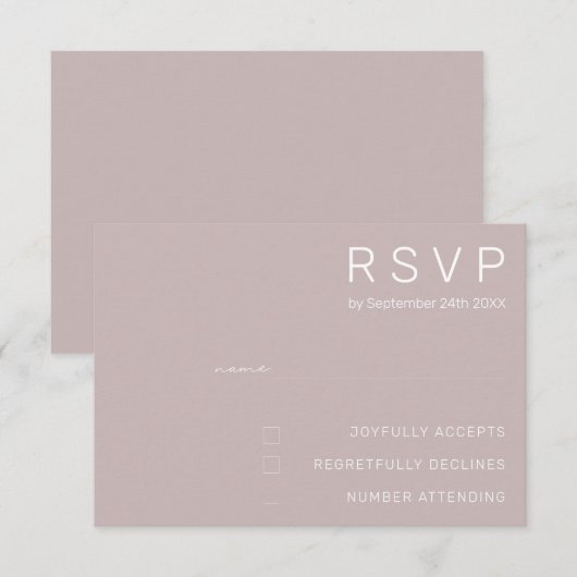 Minimalistische trouwkaarten voor RSVP Kaart (Voorkant / Achterkant)