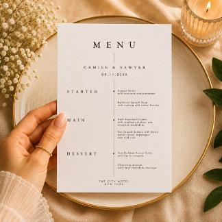 Minimalistische Trouwmenu Kaart Modern Elegant rec