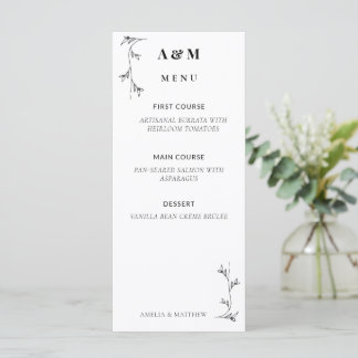 Minimalistische Trouwmenu Kaart, Moderne Esthetiek Menu