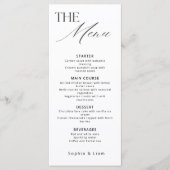 Minimalistische trouwmenu met moderne kalligrafie menu (Voorkant)