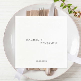 Minimalistische Trouwmoderne Zwarte Witte Elegante Servet
