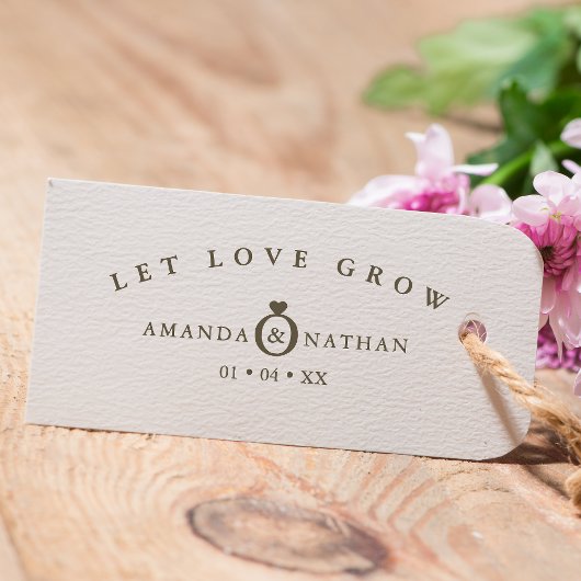 Minimalistische Trouwring Hart Namen en Datum Rubberstempel