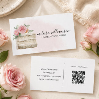 Minimalistische trouwtaart met QR-code Visitekaartje