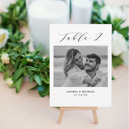 Minimalistische trouwtafel 2 Nummer & Foto Kaart