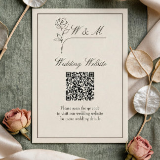Minimalistische trouwwebsite QR-code bijlage kaart