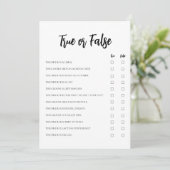 Minimalistische True of False Bruids Game Kaart (Staand voorkant)