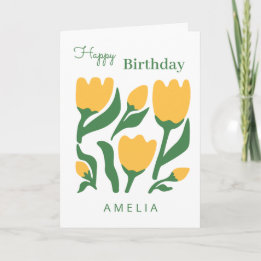 Minimalistische Tulp Bloem Verjaardag, Aangepaste Kaart