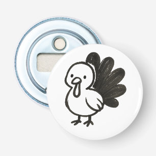 Minimalistische Turkije – Speelse Ink Bird Design Button Flesopener