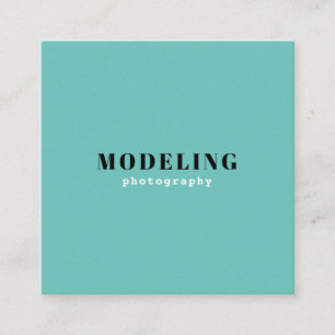 Minimalistische Turquois & White Modellen Fotograf Vierkante Visitekaartje
