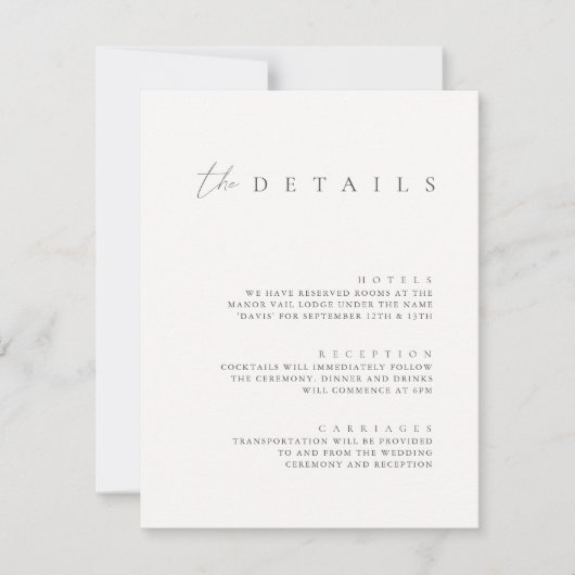 Minimalistische tweezijdige trouwdetails bijlage kaart (Voorkant)