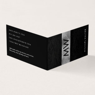 Minimalistische tweletterige monogram nep leer lux visitekaartjes