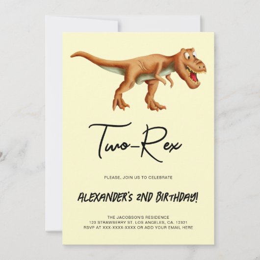 Minimalistische Two-Rex Dinosaurus Verjaardagsfees Kaart (Voorkant)