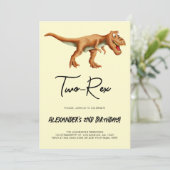 Minimalistische Two-Rex Dinosaurus Verjaardagsfees Kaart (Staand voorkant)