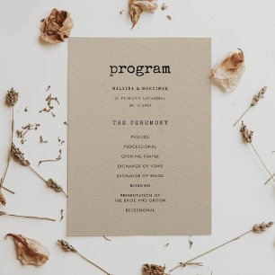  minimalistische typemachine bruiloft programma