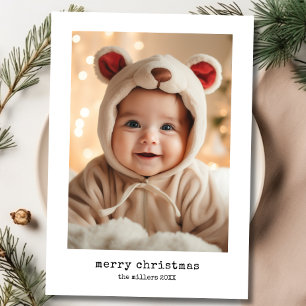 Minimalistische typemachine Prettig kerstfeest fam Feestdagenkaart