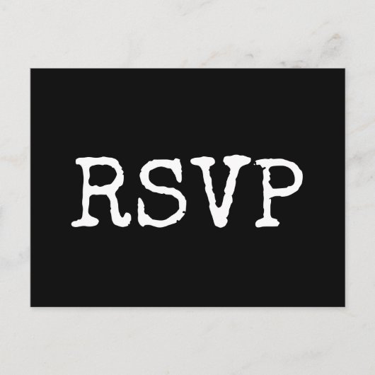  minimalistische typemachine RSVP Briefkaart (Voorkant)