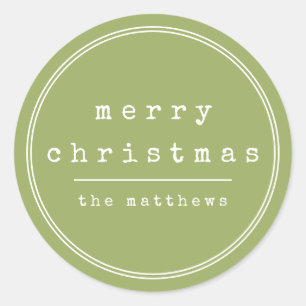 Minimalistische Typewriter Groene Familie Ronde Sticker