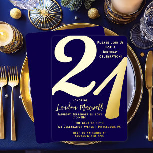 Minimalistische typografie 21 21e verjaardagsfeest folie uitnodiging