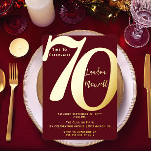 Minimalistische typografie 70 70ste verjaardagsfee folie uitnodiging