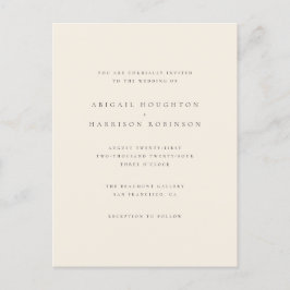 Minimalistische typografie Blush & Cream Wedding Uitnodiging Briefkaart