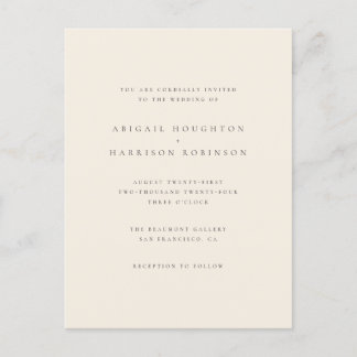Minimalistische typografie Blush & Cream Wedding Uitnodiging Briefkaart