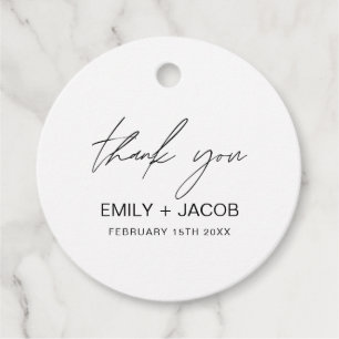 Minimalistische typografie bruiloft dank u bedankjes labels