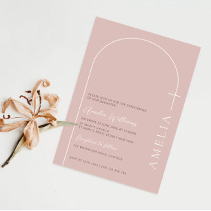 Minimalistische Typografie cross roos roze boogdoo Kaart