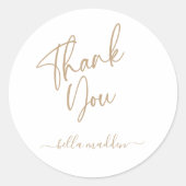 Minimalistische typografie, Gold Bedankt Ronde Sticker (Voorkant)