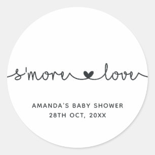 Minimalistische typografie in zwart en wit S'more Ronde Sticker